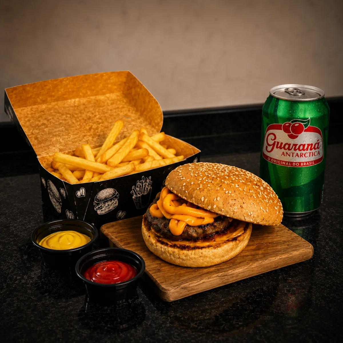 Combo Gran Cheddar com fritas e bebida